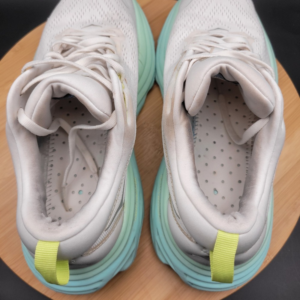 Hoka Bondi 8 Womens Running Shoes White Mint Green Yellow 1127952 BDBSO Size 9.5 - Picture 7 of 11